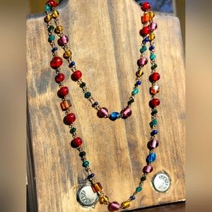 BEAUTIFUL VINTAGE ONE STRAND ART GLASS NECKLACE (017NECK)